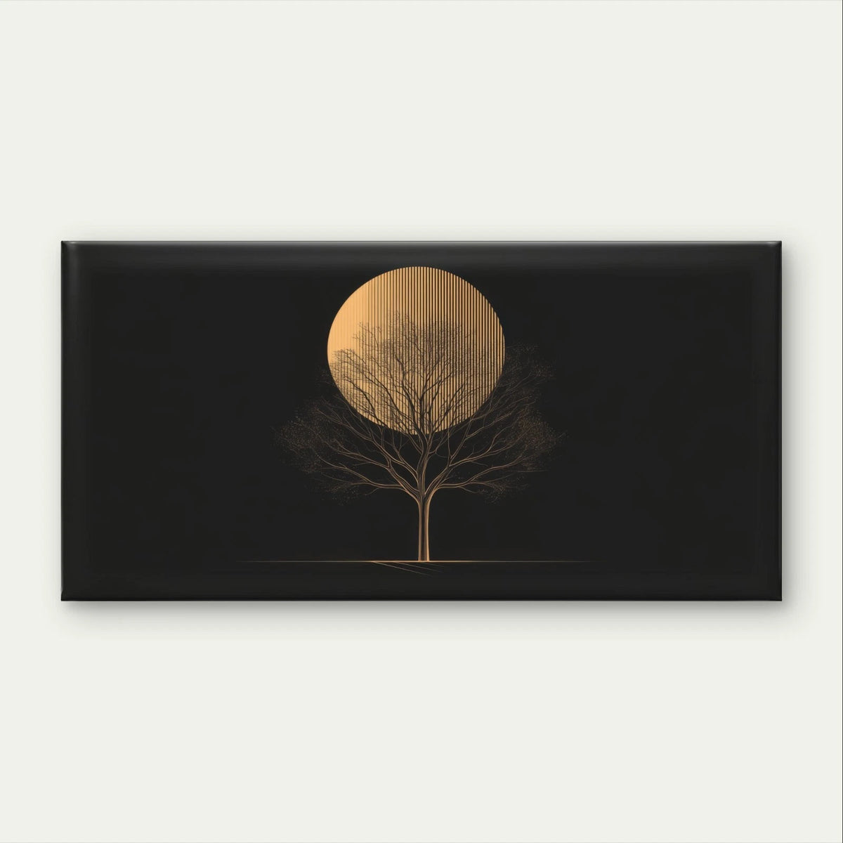Golden Tree Silhouette Abstract Sun Wall Art Canvas Office Home Framed 120x60cm