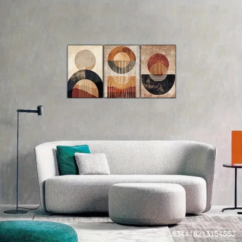 3pcs Elegant Line and Geometric Pattern Metal Print Ready to Hang Art