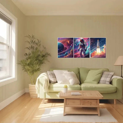 3pcs Outer Space Themes Astronauts Planets Metal Print Ready to Hang Art
