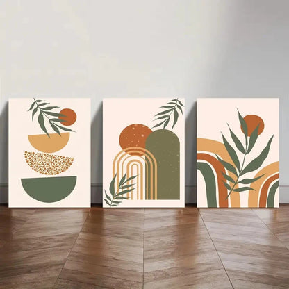3pcs Mid Century Art Prints Boho Abstract Wall Metal Print Ready to Hang Art