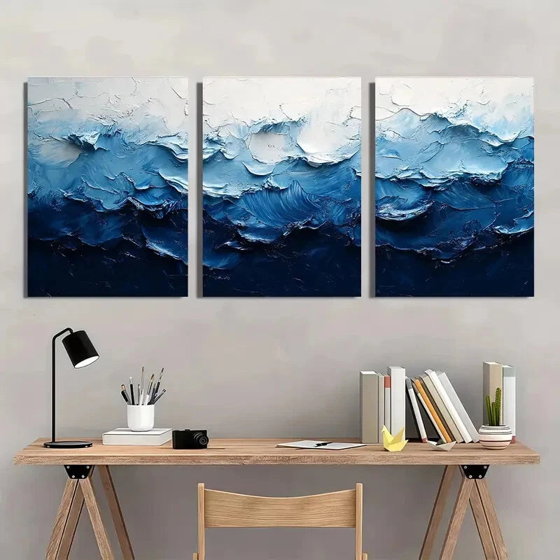 3pcs Acrylic Black and White Abstract Painting Metal Print Ready to Hang Art