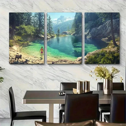 3pcs National ParkSwimming Adventure Travel Poster Metal Print Ready to Hang Art