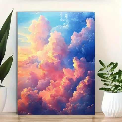 Beautiful Soft Textured Sky In Pastel Hues Painting 60x90cm Metal Print Ready to Hang