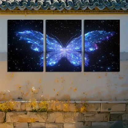 3pcs Vibrant Butterfly Nebula Design Metal Print Ready to Hang Art