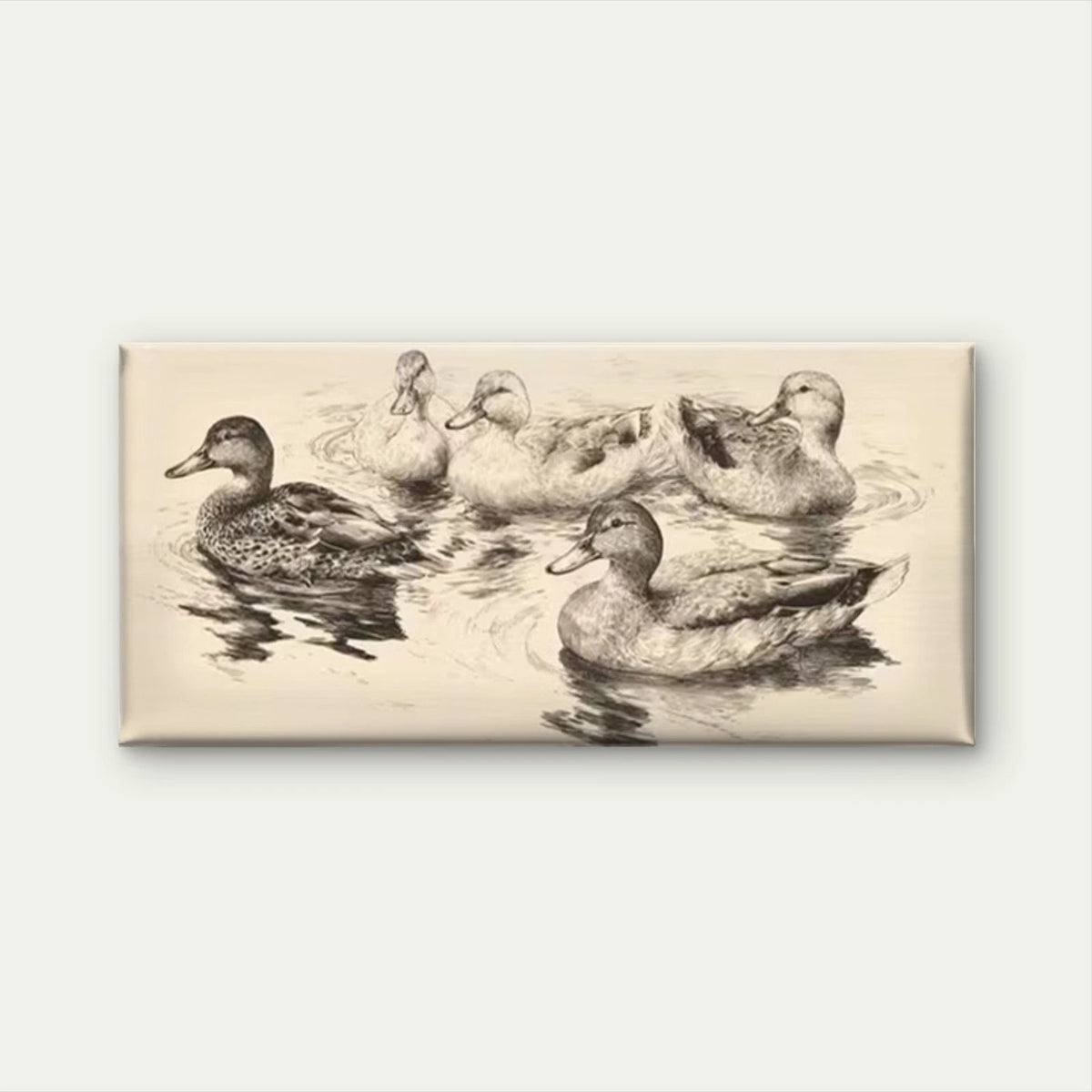 Abstract Ducks Water Scene Wall Art Canvas Office Home Room Framed 120x60cm