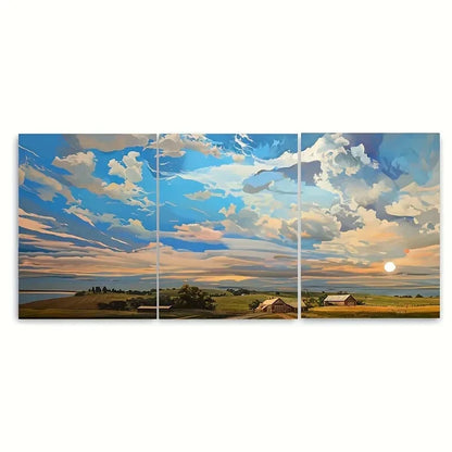 3pcs Rustic Countryside Prairiecore Farmhouse Metal Print Ready to Hang Art
