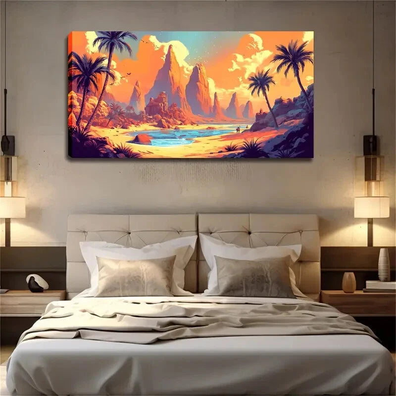 Modern Minimalist Rock Peaks Wall Art Canvas Office Home Room Framed 120x60cm