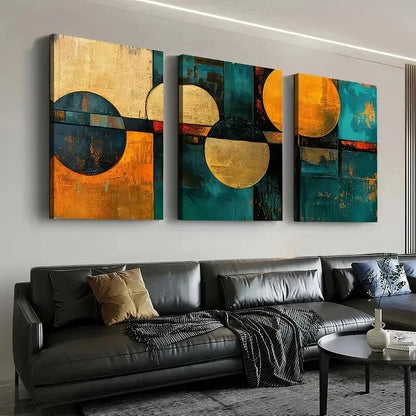 3pcs Stylish Abstract Geometric Graphic Wall Art Set Canvas Framed 40x60cm - High Quality Print 100% Australian Made Wall Canvas Ready to Hang