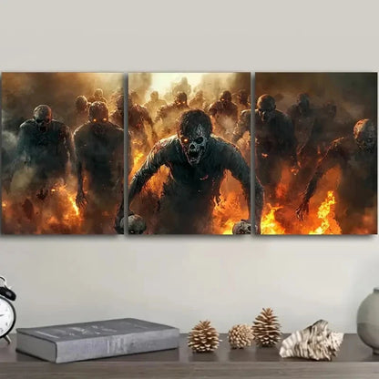3pcs Zombie Apocalypse Triptych Metal Print Ready to Hang Art
