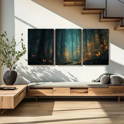 3pcs Mystical Glow Butterfly Dance Nature Metal Print Ready to Hang Art
