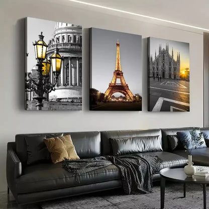 3pcs Black And White Architectural Photography Wall Art Set Canvas Framed 50x70cm - High Quality Print 100% Australian Made Wall Canvas Ready to Hang - Bella Home Decor
