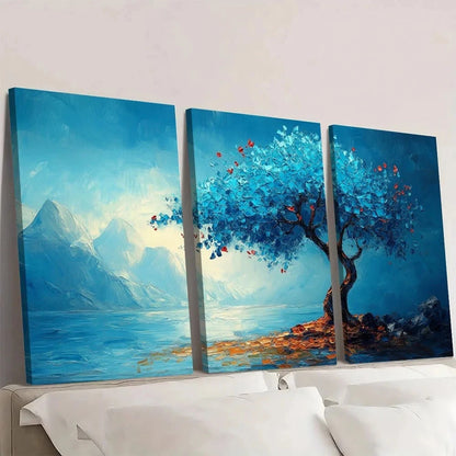 3pcs Modern Abstract Mountains and Water Wall Art Set Canvas Framed 40x60cm - High Quality Print 100% Australian Made Wall Canvas Ready to Hang