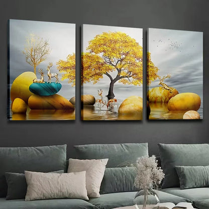3pcs Tree of Life Wall Art Set Canvas Framed 40x60cm – High Quality Print, 100% Australian Made, Ready to Hang