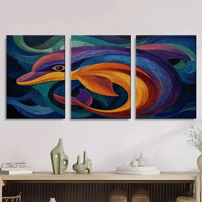 3pcs Abstract Dolphin Wall Art Set Canvas Framed 40x60cm - High Quality Print 100% Australian Made Wall Canvas Ready to Hang