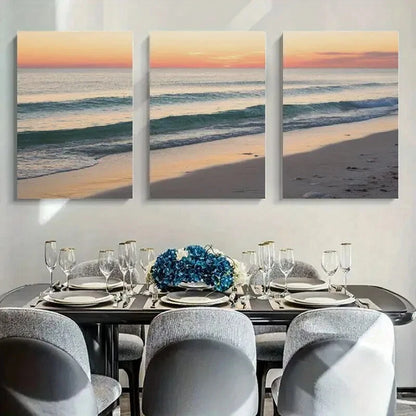 3pcs Serene Seascape Nature Scenery Metal Print Ready to Hang Art