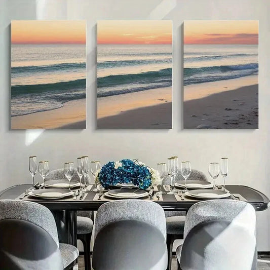 3pcs Serene Seascape Nature Scenery Metal Print Ready to Hang Art
