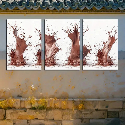 3pcs Modern Chocolate Splash Design Metal Print Ready to Hang Art