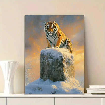 Majestic Tiger, Basking in The Golden Glow of Sunrise 40x60cm Metal Print Ready to Hang