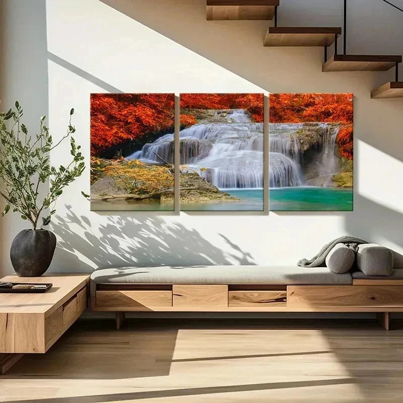 3pcs Ilawang Waterfalls Natural Landscape Wall Art Set Canvas Framed 40x60cm - High Quality Print 100% Australian Made Wall Canvas Ready to Hang