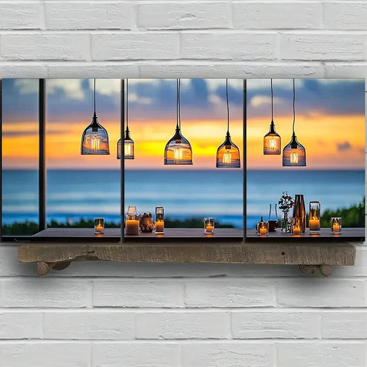 3pcs Chandelier Scenery Nature Lanterns Metal Print Ready to Hang Art