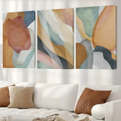 3pcs Brown, Green & Blue Abstract Wall Art Canvas Unframed - High Quality Print 100% Australian Made Wall Canvas