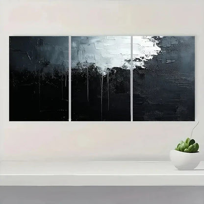 3pcs Black and White Textured Abstract BTW  Wall Art Set Canvas Unframed - High Quality Print 100% Australian Made Wall Canvas