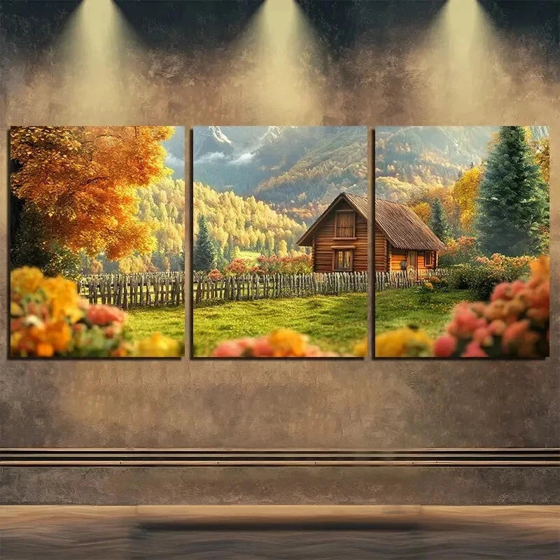 3pcs Vibrant Mountain & Forest Scene Perfect Metal Print Ready to Hang Art