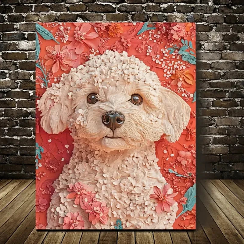 Beautiful Bichpoo Poochon Dog Painting 40x60cm Metal Print Ready to Hang