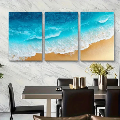 3pcs Beach Sun Surf Sea Salt Sand Perfect Wall Art Set Canvas Framed 40x60cm - High Quality Print 100% Australian Made Wall Canvas Ready to Hang