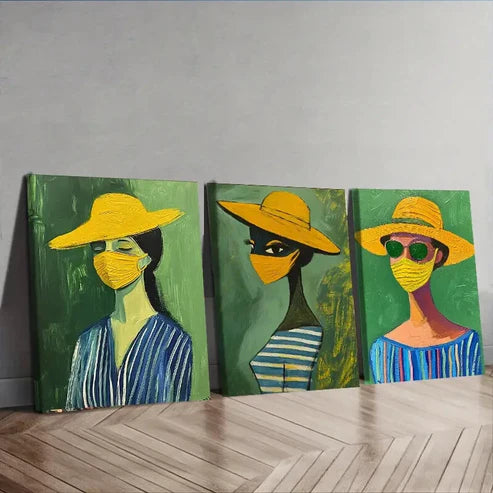 3pcs Abstract Women Colorful Modern Perfect Art Set Canvas Unframed - High Quality Print 100% Australian Made Wall Canvas