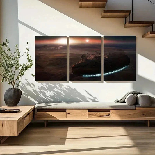 3pcs Universe Space Spaceship Movie Decor Wall Art Set Canvas Framed 40x60cm - High Quality Print 100% Australian Made Wall Canvas Ready to Hang