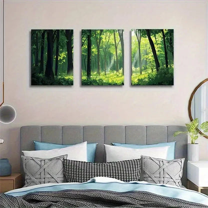 3pcs Sunlight Through Trees Nature Landscape Metal Print Ready to Hang Art