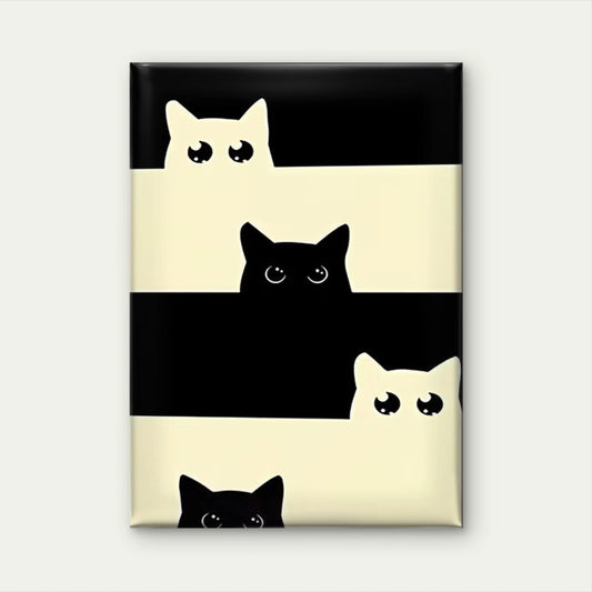 Peeking Black and White Cats 40x60cm Metal Print Ready to Hang