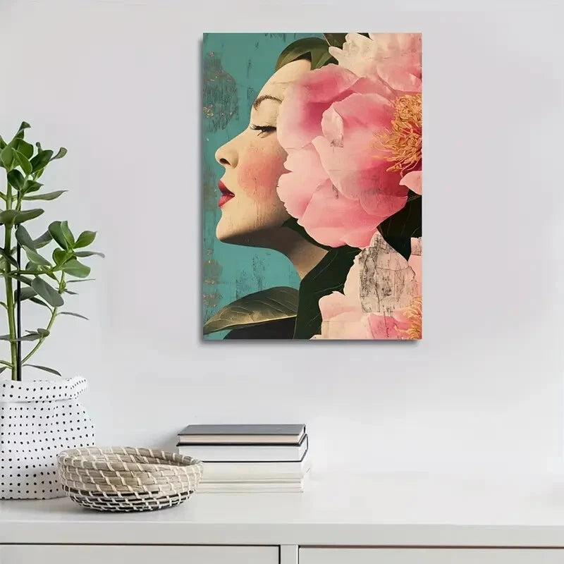 Vibrant Peony Floral Elegant Painting 40x60cm Metal Print Ready to Hang