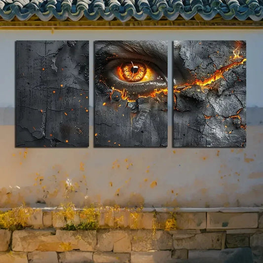 3pcs Dark Furious Eye Illustration Metal Print Ready to Hang Art