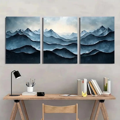 3pcs Abstract Texture Mountain Oil Painting Metal Print Ready to Hang Art