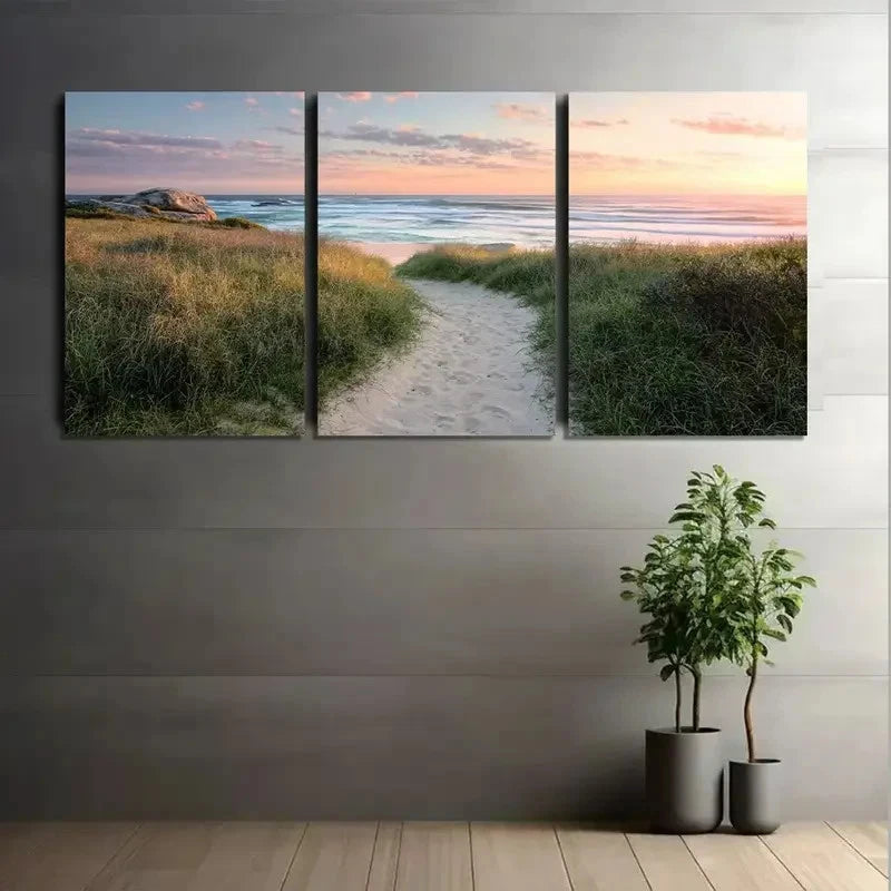 3pcs Array of Beautiful Flowers in Various Colors Metal Print Ready to Hang Art