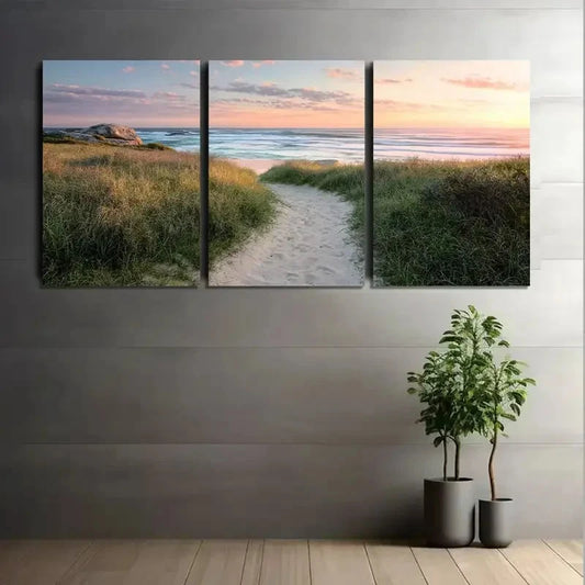 3pcs Array of Beautiful Flowers in Various Colors Metal Print Ready to Hang Art