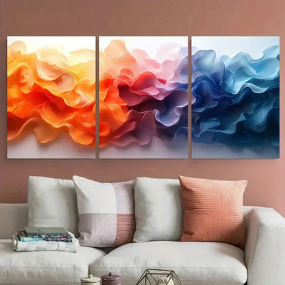 3pcs Multicolour Abstract Illustration Style Metal Print Ready to Hang Art