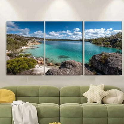 3pcs Lake Mckenzie Travel Print Australia Wall Art Set Canvas Framed 40x60cm - High Quality Print 100% Australian Made Wall Canvas Ready to Hang