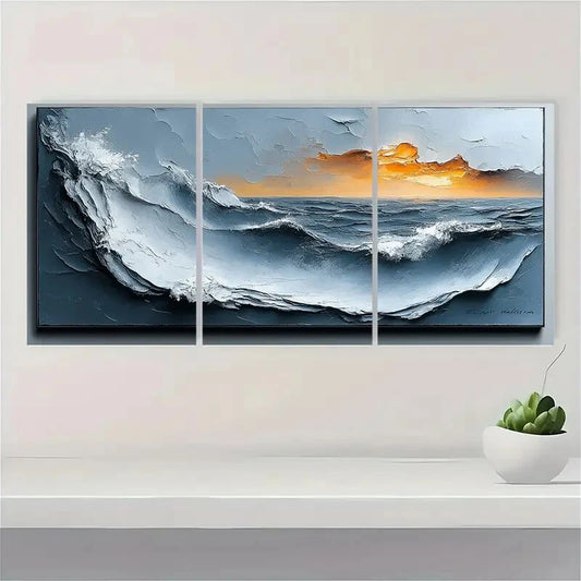 3pcs Minimalist Gray Abstract Painting Metal Print Ready to Hang Art