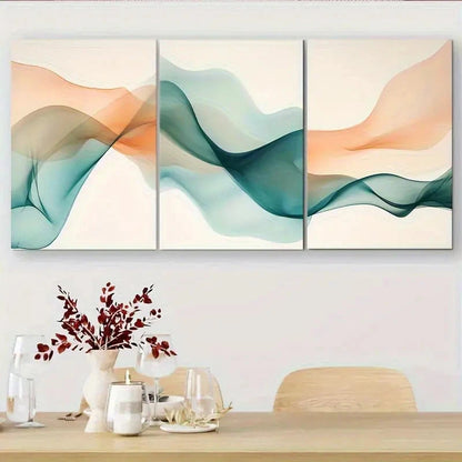 3pcs Modern Abstract Waves Fluid Motion Print Metal Print Ready to Hang Art