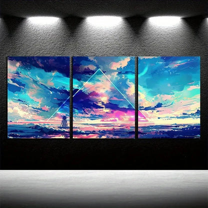 3pcs Enchanting Cloudy Illustration Metal Print Ready to Hang Art