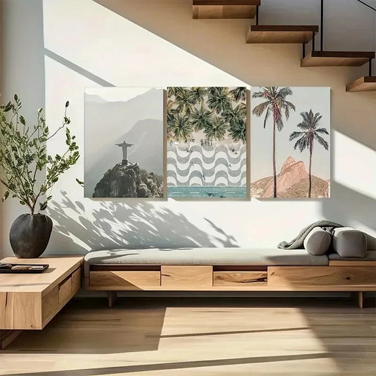 3pcs Rio de Janeiro Brazil Beach Photography Metal Print Ready to Hang Art