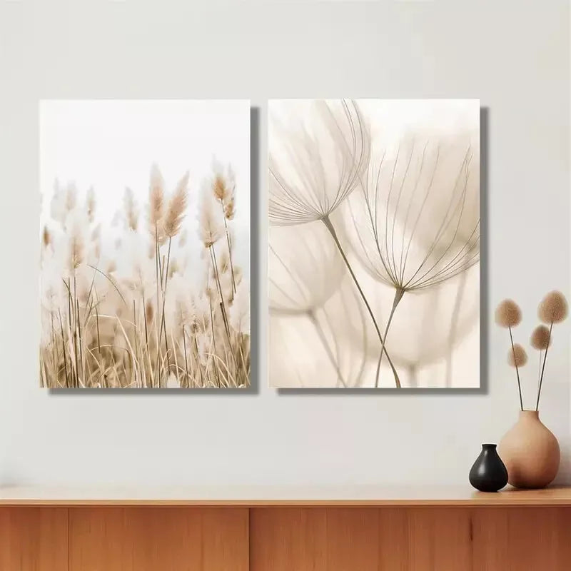2pcs Featuring Neutral Toned Canvas Framed 50x75cm - High Quality Print 100% Australian Made Wall Canvas Ready to Hang