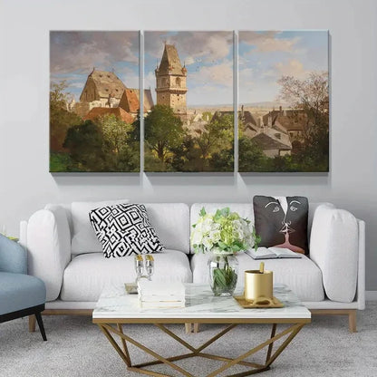 3pcs European Vintage Architecture Scenery Metal Print Ready to Hang Art