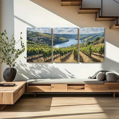 3pcs Vineyard River Valley Rolling Hills Rustic Metal Print Ready to Hang Art