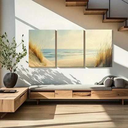3pcs Beach Sunset Coastal Landscape Ocean Waves Metal Print Ready to Hang Art