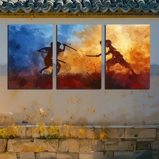 3pcs Vibrant Children Playing Together Metal Print Ready to Hang Art