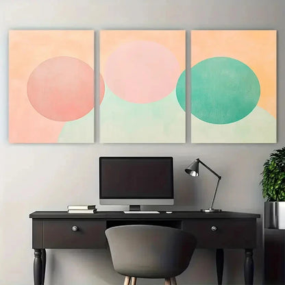 3pcs Peach Mint Green and Pink Zen-Inspired Wall Art Set Canvas Framed 40x60cm - High Quality Print 100% Australian Made Wall Canvas Ready to Hang